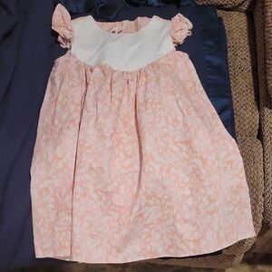 Adorable Pink Floral Dress with White Yoke
